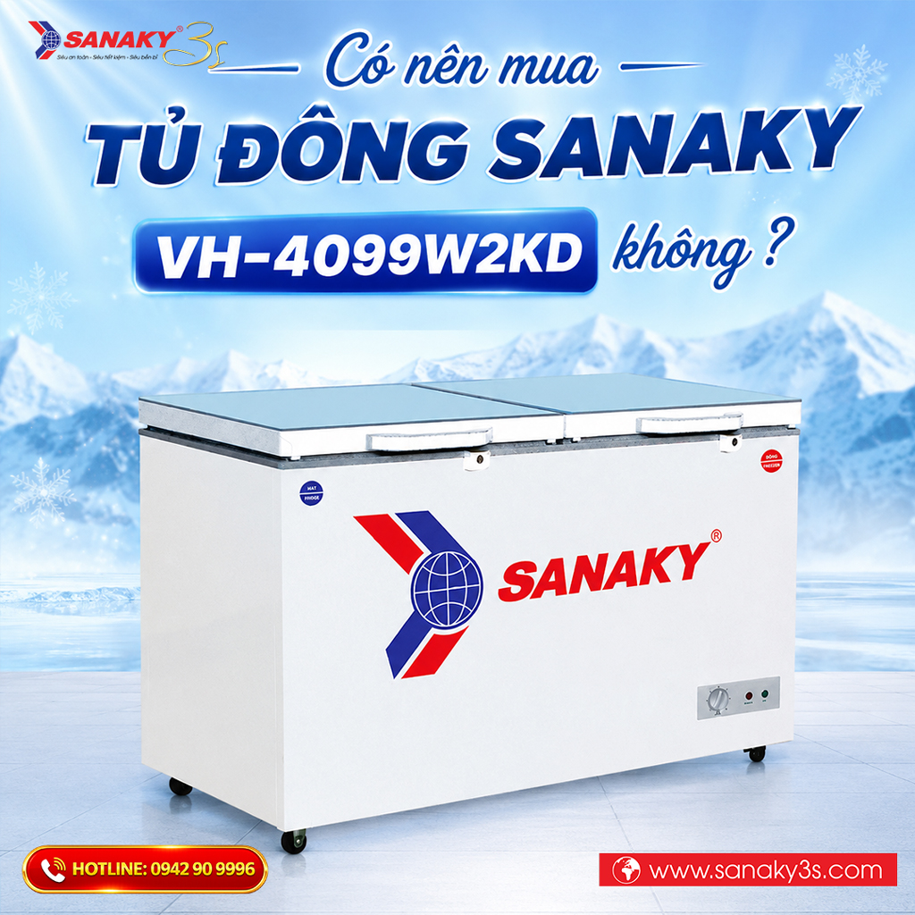 Có nên mua tủ đông Sanaky VH-4099W2KD không ?
