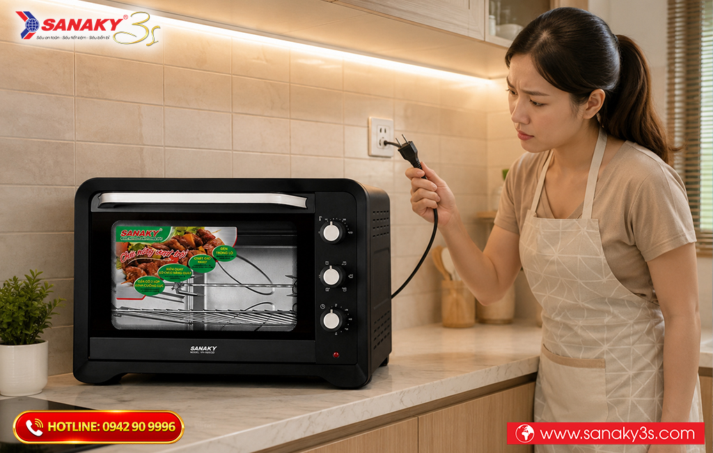 Kiểm tra lại nguồn điện của lò nướng Sanaky