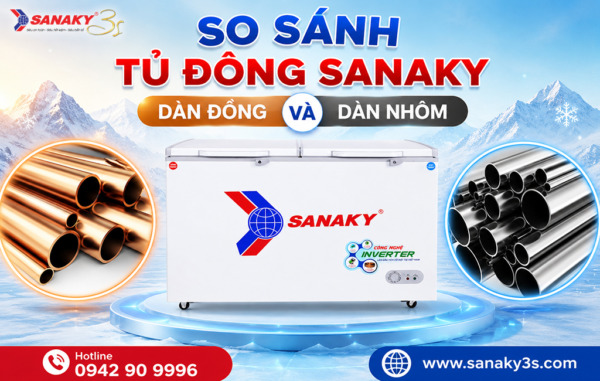 So sánh tủ đông Sanaky dàn đồng và dàn nhôm
