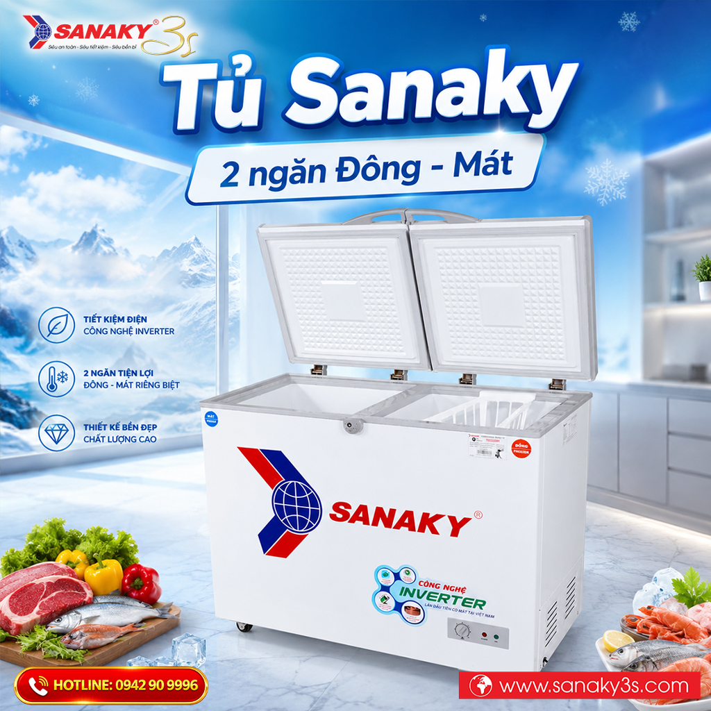 Tủ Sanaky 2 ngăn Đông - Mát