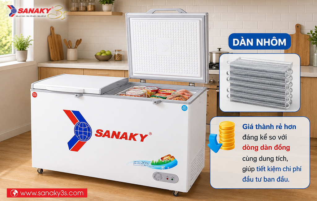Tủ đông Sanaky dàn nhôm