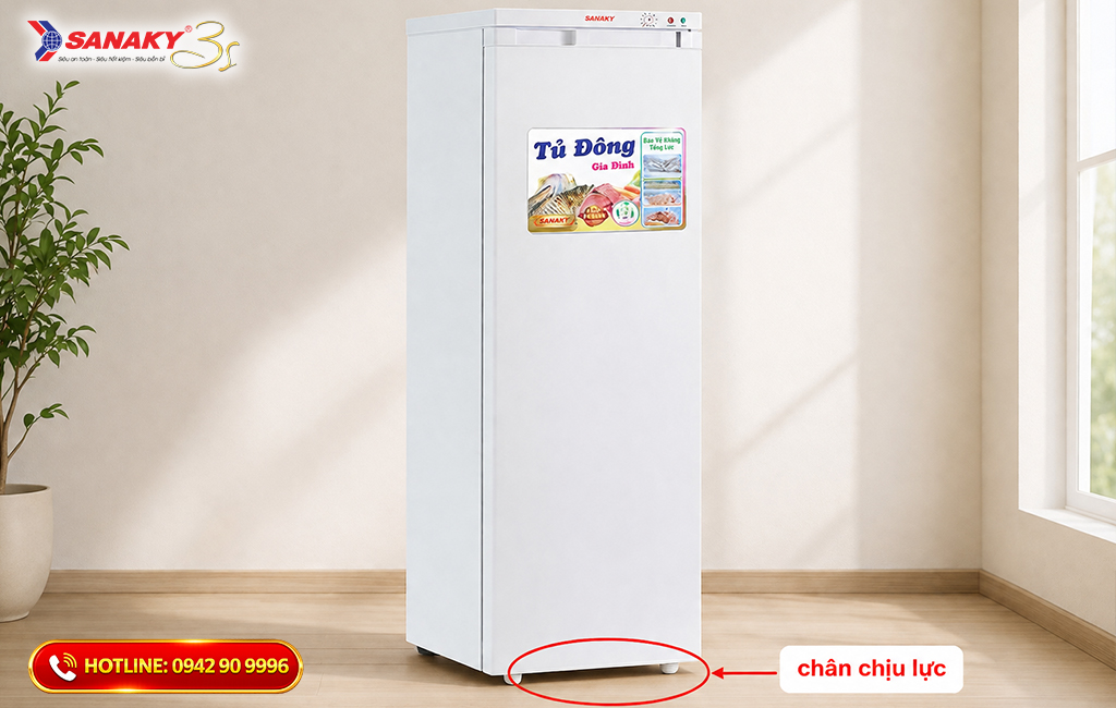 Tủ được trang bị chân chịu lực chắc chắn