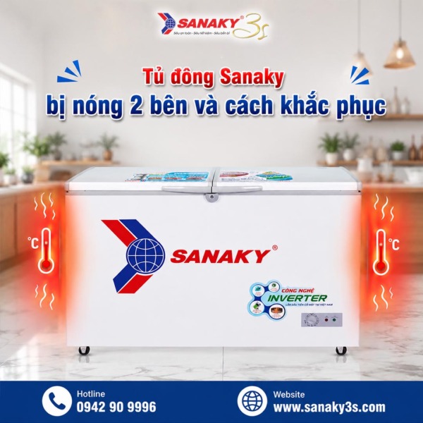 Tủ đông Sanaky bị nóng 2 bên và cách khắc phục