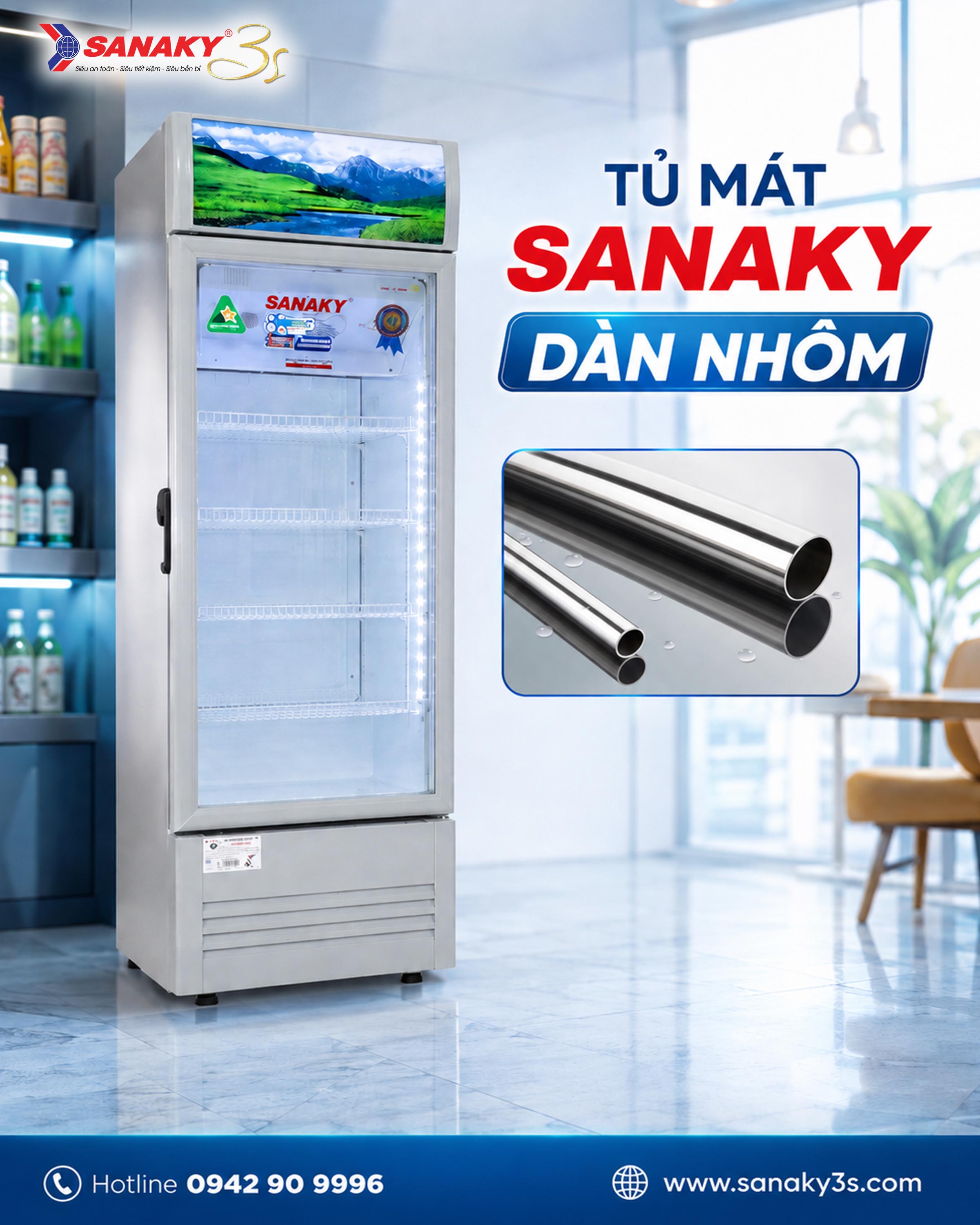 Tủ mát Sanaky dàn nhôm