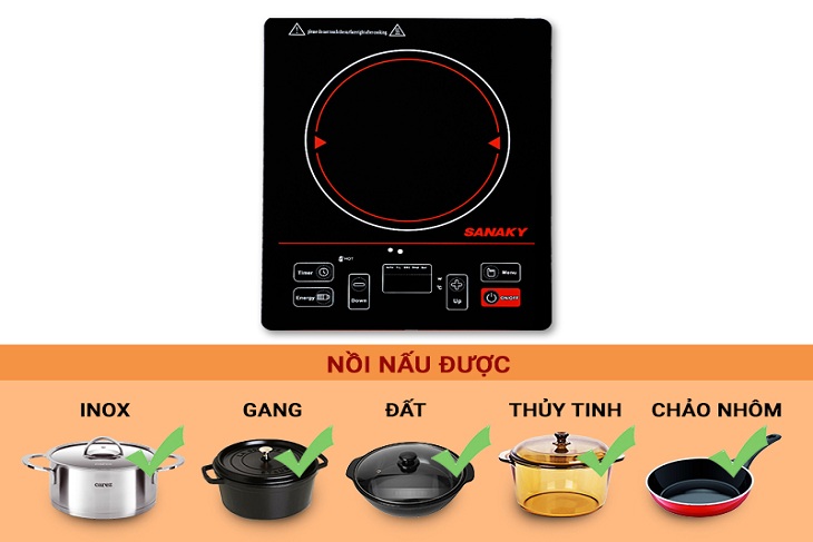 Bếp hồng ngoại sanaky không kén nồi, sử dụng được tất cả chất liệu