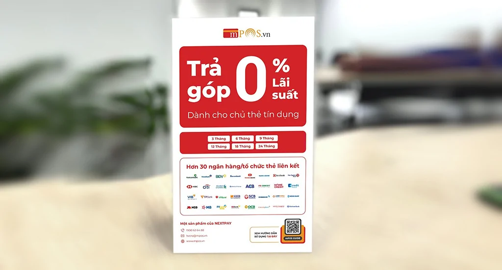 Trả góp 0% qua thẻ tín dụng MPOS